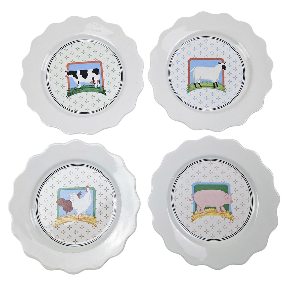 Vandor Country Collection Pelzman Designs Farm Animal Scalloped Plates Set of 4